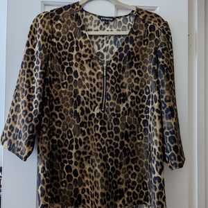 Express women's dress shirt, medium, leopard print